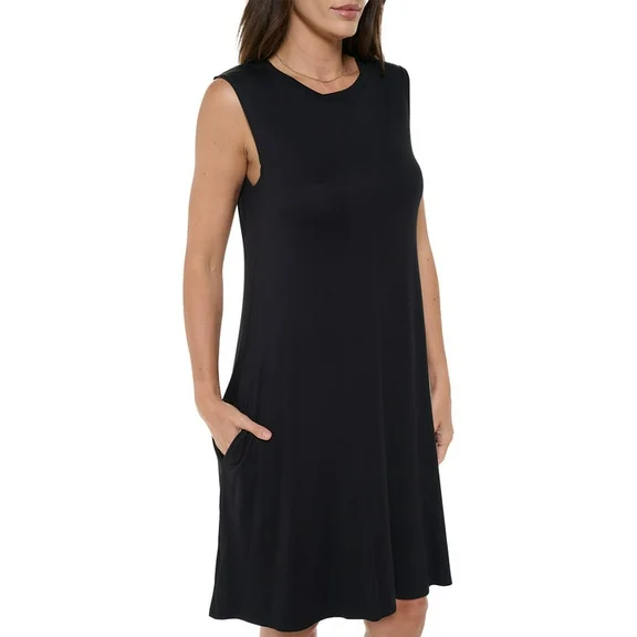 Black 3X-4X Plus Size Sleeveless Midi Casual Dress, Flowy, Round Neck, Maternity, for Summer Dresses