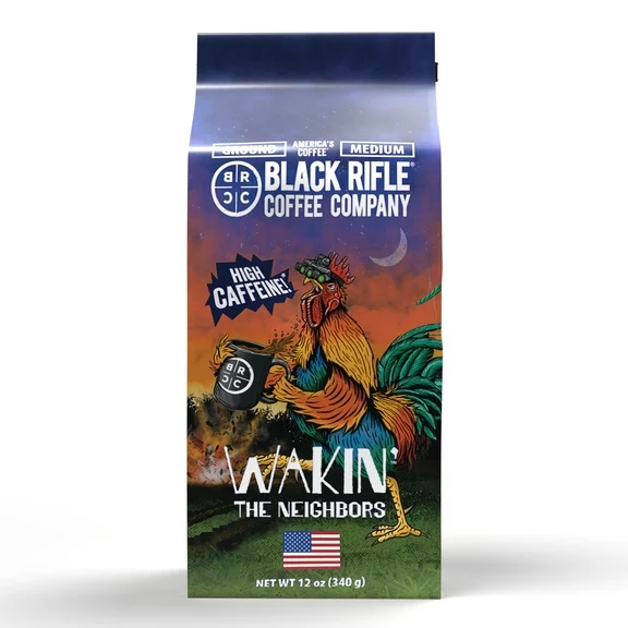 Black Rifle Coffee Company Wakin the Neighbors High Caffeine, Medium Roast, Ground Coffee, 12 oz
