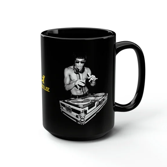 Bruce Lee DJ Dragon Black Ceramic Mug 15oz
