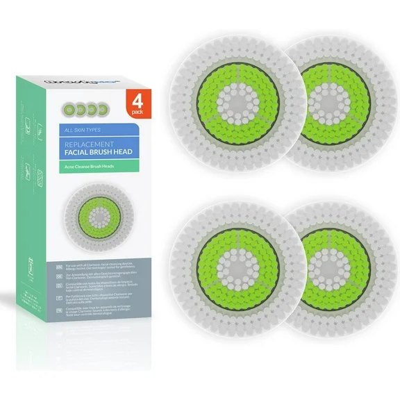 Brushmo Replacement Cleansing Brush Heads Compatible with Acne Cleanse Brush Head, 4 PK
