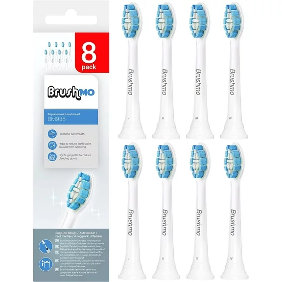 Brushmo Replacement Toothbrush Heads Compatible with Philips Sonicare Optimal Gum Health HX9033, White 8 Pack