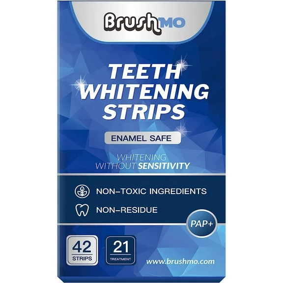 Brushmo Teeth Whitening Strips, Enamel Safe, Sensitivity Free,  21 Treatments - 42 Strips