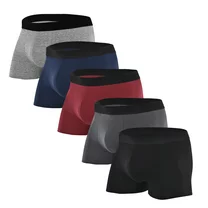 COOPLUS Men's Underwear Boxer Briefs Cotton Stretch Soft Underwear Trunks (5 Pieces)