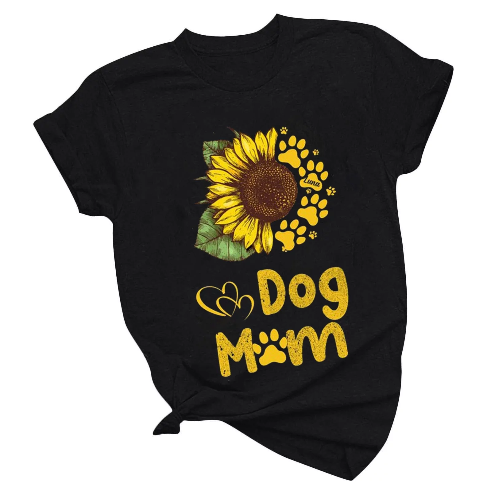 CYMMPU Short Sleeve Oversized Tees Clearance Women's Trendy Clothing dog mom Retro Funny Letter Print Country Shirts Summer Tunic Fashion Tops Round Neck Tshirts Black L