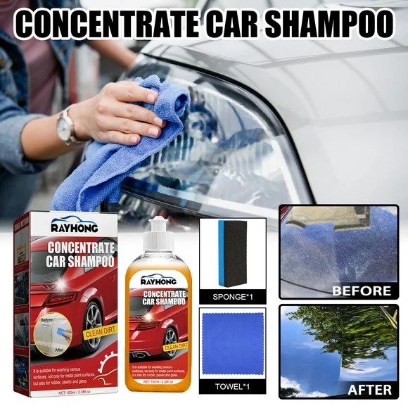 CheAAlet Car Exterior Shampoo Multipurpose Automotive Cleaners High Concentration Super Foam Strong Decontamination Auto Wash Supplies 100ML As show