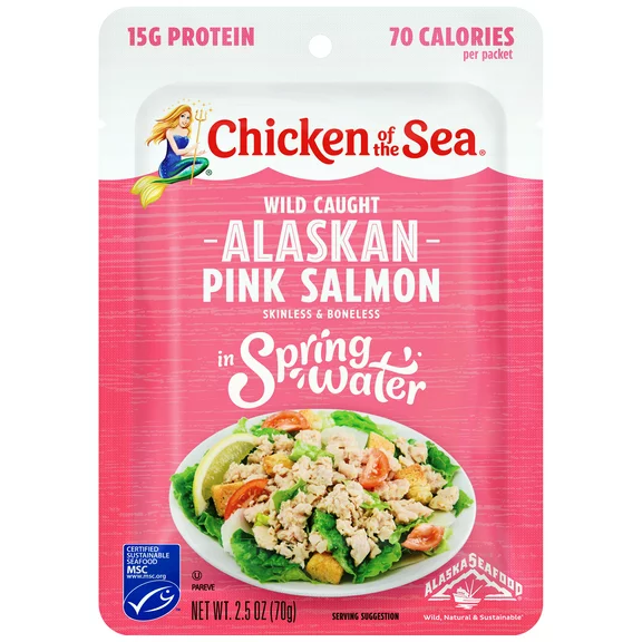 Chicken of the Sea Wild Caught, Skinless & Boneless Pink Salmon, 2.5 oz Pouch