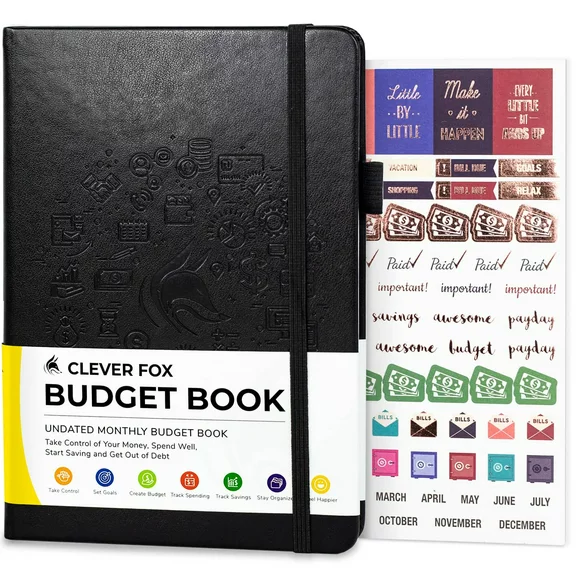 Clever Fox Budget Book - Financial Planner Organizer & Expense Tracker Notebook. Money Planner Account Book for Household Monthly Budgeting and Personal Finance. Compact Size (5.3" x 7.7") - Black