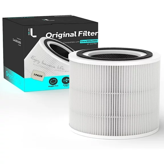Core 300 Replacement Filter for LEVOIT Core 300 & 300S Air Purifiers Ture HEPA, 3-in-1 Filtration System with Activated Carbon, for Pet Odor
