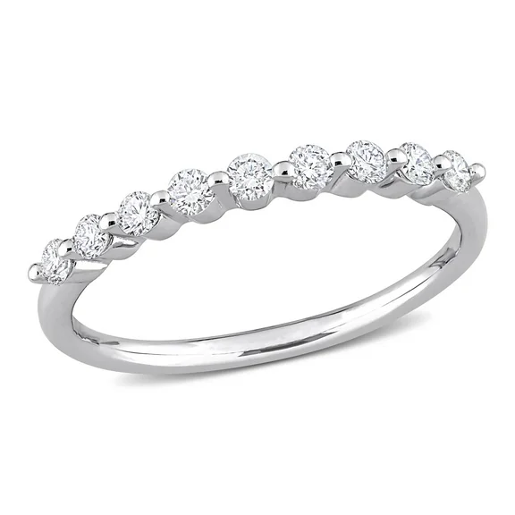 Created Forever Women's 1/3 Carat T.G.W. Lab Created Diamond Platinum Plated Sterling Silver Semi-Eternity Ring
