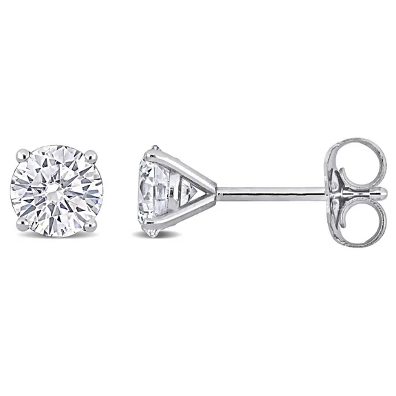 Created Forever Women's 1 CT Lab Created Diamond Solitaire Earrings in 14K White Gold (H-I, SI1-SI2)