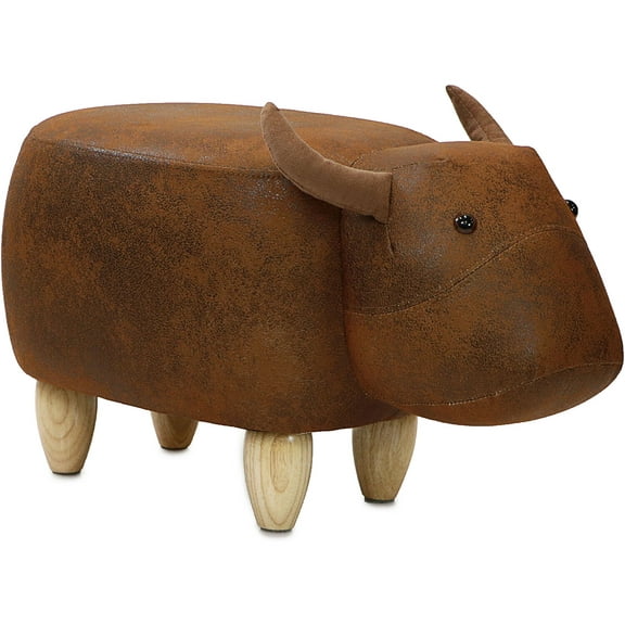 Critter Sitters 14-in. Seat Height Faux-Leather Brown Cow Animal Shape Ottoman