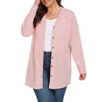 Cueply Women's Plus Size Cardigan Long Sleeve Lightweight Sheer Open Front Knited Cardigan 1X-4X