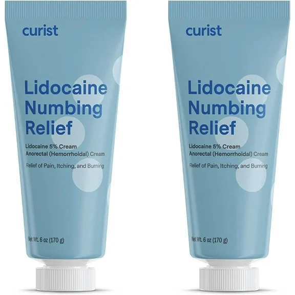 Curist Lidocaine 5% Cream - 12 oz (2 Pack) | Pain Relief Numbing Cream 5% Lidocaine