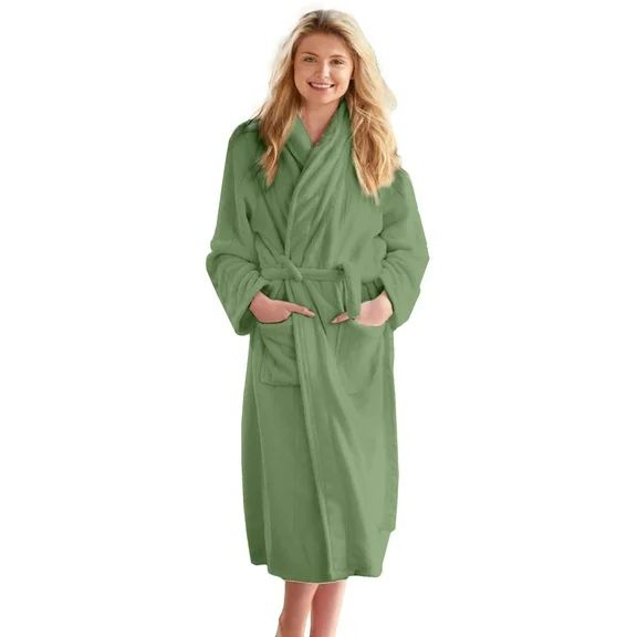 DAN RIVER Terry Cloth Robes for Women and Men - Lightweight 100% Cotton Bathrobe - Unisex Plush Robe Perfect for Spa, Sauna, Shower or at Home [Green]