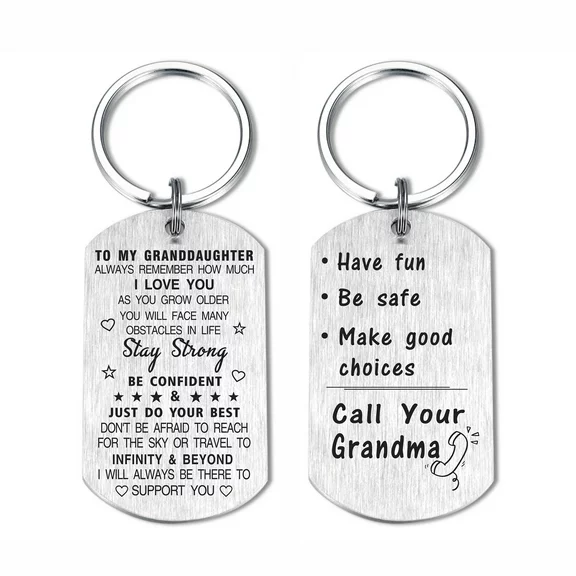 DEGASKEN To My Granddaughter Gifts - I Love You, Call Your Grandma - Girls Graduation Birthday Christmas Gifts from Grandma, Metal Engraved Keychain