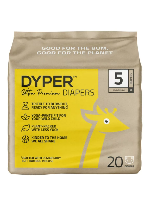DYPER Ultra Premium Diapers Size 5, 20 Diapers (Select For More Options)