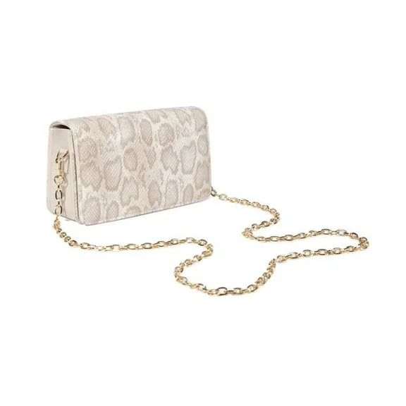 Daisy Rose Checkered Cross Body Bag for Women - RFID Blocking with Credit Card Slots Clutch - PU Vegan Leather (Cream Snake)