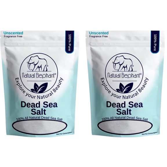 Dead Sea Salt 100% Natural and Pure 1 lb (450 g) by Natural Elephant (Pack of 2)