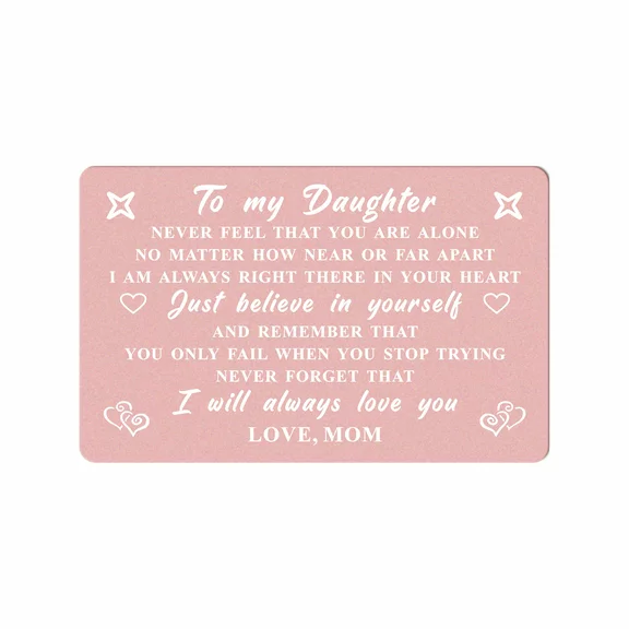 Degasken My Daughter Gifts from Mom - Just Believe In Yourself - I Love You Daughter Gifts for Graduation Christmas, Metal Engraved Wallet Card