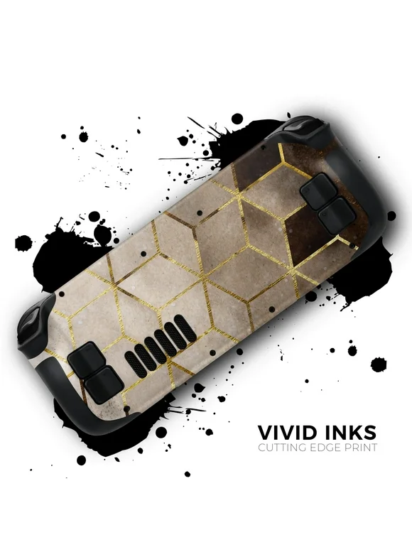 Design Skinz - Compatible with Steam Deck - Skin Decal Protective Scratch-Resistant Removable Vinyl Wrap Cover - Modern Gold Hex V1