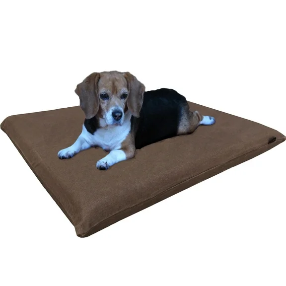Dogbed4less 34"x27"x3" Memory Foam Platform Bed for Small to Medium Dog, Denim Brown Cover