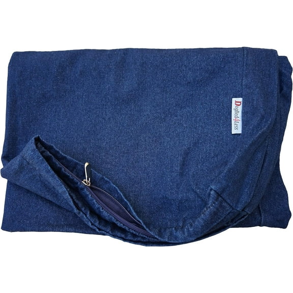 Dogbed4less 37"X27"X4" Size Blue Denim Washable External Replacement Cover Only
