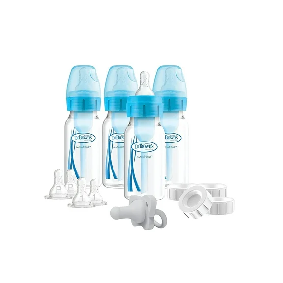 Dr. Brown's Natural Flow Anti-Colic Options+ Narrow Breast to Bottle Pump & Store Feeding Set, Blue