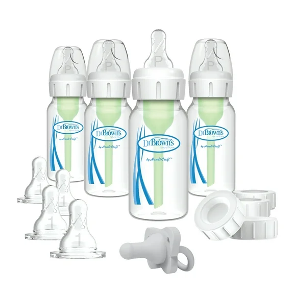 Dr. Brown's Natural Flow Anti-Colic Options+ Narrow Breast to Bottle Pump & Store Feeding Set, Clear