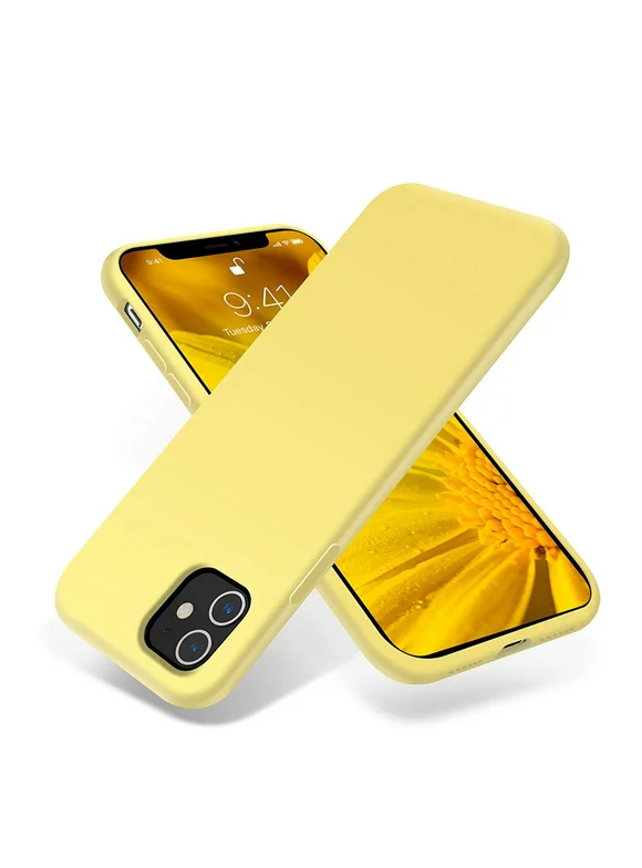 Dteck iPhone 11 Case, Ultra Slim Fit iPhone Case Liquid Silicone Gel Cover with Full Body Protection Anti-Scratch Shockproof Case Compatible with iPhone 11 6.1 inch, Yellow