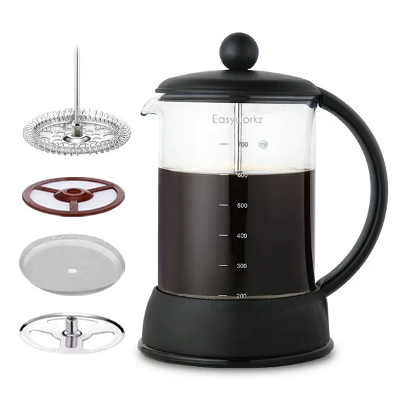 Easyworkz Eclipse French Press 27 oz Coffee Tea Maker with Borosilicate Glass,Black