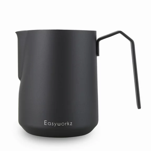 Easyworkz Espresso Milk Frothing Pitcher Heavy-Gauge Stainless Steel 20 oz Cappuccino Latte Art Cup, Matte Black