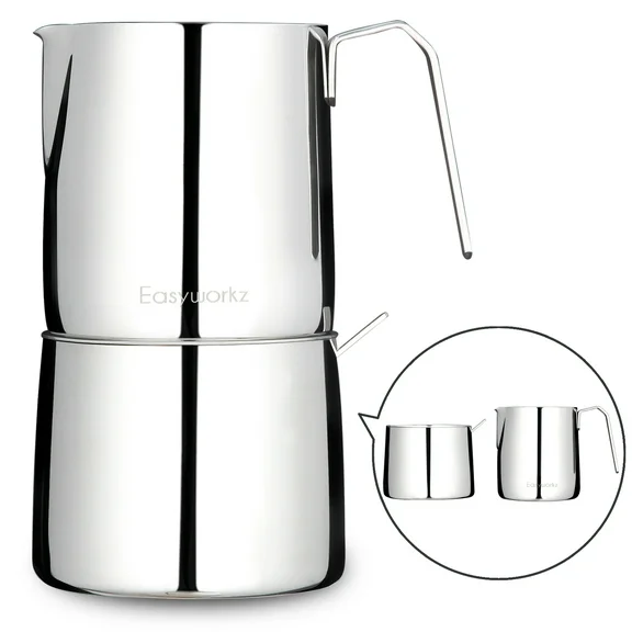 Easyworkz Stainless Steel 304 Creamer and Sugar Bowl with Spoon Coffee Serving Set Chrome