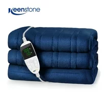 Electric Heated Blanket Throw for Kids&Adults, Keenstone 50*60" Dual Layer Flannel Machine Washable Fast Heated Flannel Blanket, Blue