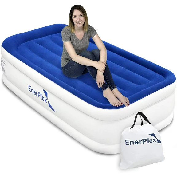 EnerPlex Luxury 15 Inch Double High Twin Air Mattress with Built in Pump