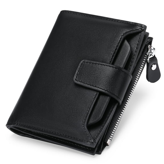 FALAN MULE Men's Wallet Leather RFID Blocking Bifold Zipper Coin Pocket Wallet with 4 ID Window