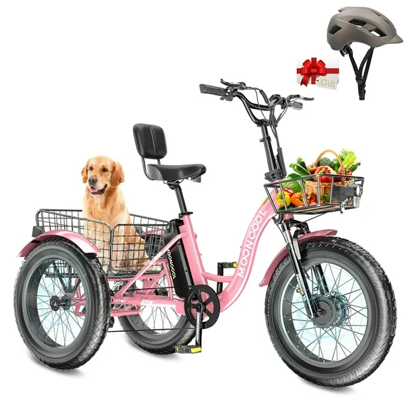 FICISOG Electric Bike for Adults, 500W Ebike with 48V 14.5Ah Removable Lithium Battery, 20" x 4.0 Fat Tire Electric Bicycle, Step-Thru Ebikes for Adults All-Terrain with Big Basket