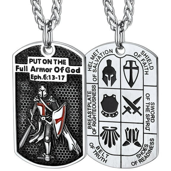 FaithHeart Knights Templar Seal Necklace for Men Stainless Steel Dog Tag Pendant Christ Fellow-Soldiers Jewelry
