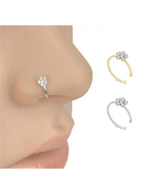 Fashion Nose Ring Women Flower Nose Ring Hoop Body Piercing Jewelry