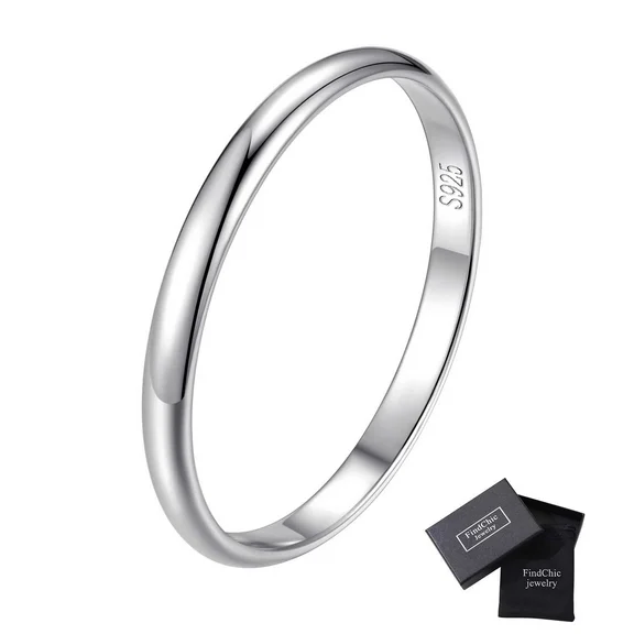 FindChic Womens 925 Sterling Silver Band Rings Men Simple Engagement Wedding Band Rings Size 4 to 12 Width 2mm/3mm/5mm, with Gift Box