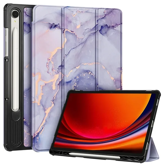 Fintie Slim Case for Samsung Galaxy Tab S9 11 inch 2023 Model (SM-X710/X716B/X718U) with S Pen Holder, Ultra Thin Lightweight Tri-Fold Stand Cover with Auto Wake/Sleep, Lilac Marble