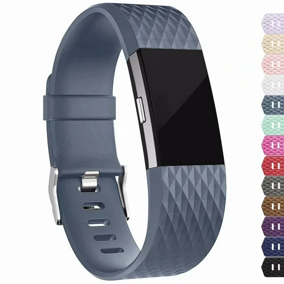 Fitbit Charge 2 Bands Replacement Sport Strap Accessories with Fasteners and Metal Clasps for Fitbit Charge 2 Wristband (Small, Slate)