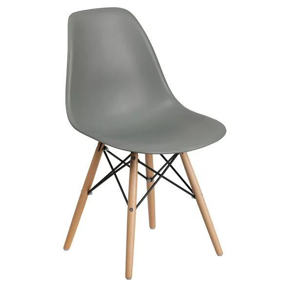 Flash Furniture Elon Series Moss Gray Plastic Chair with Wooden Legs