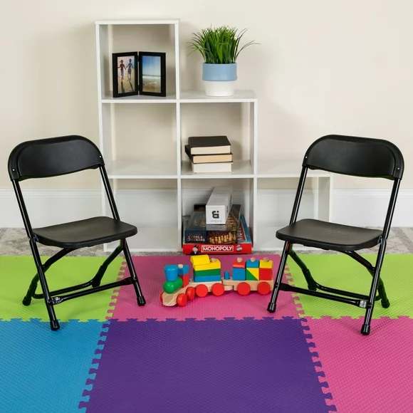 Flash Furniture Kids Black Plastic Folding Chair