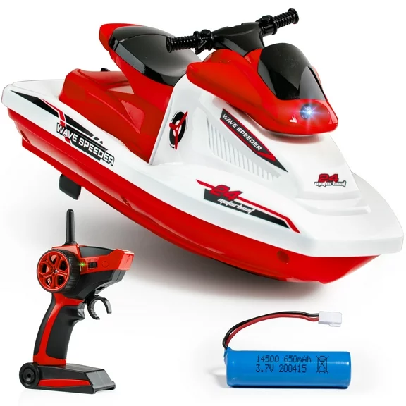 Force1 Red Wave Speeder Small Boat - Compact Remote Control Boat for Lakes and Ponds