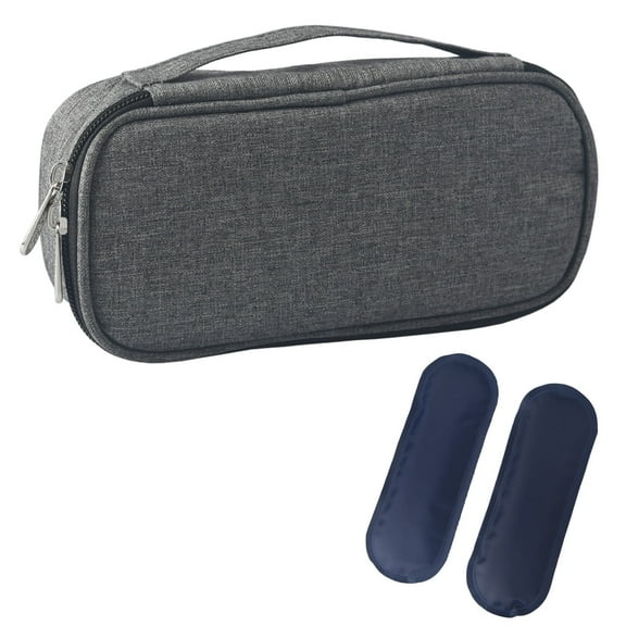 Forestfish Insulin Cooling Bag with 2 Non-Sweat Ice Packs and Insulated Liner ,Gray