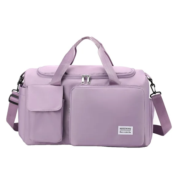 Forestfish Purple Sport Gym Bag Travel Duffle Bag with Shoes Compartment for Women
