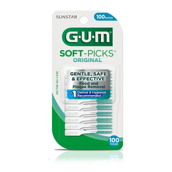 GUM Soft-Picks Original Dental Picks, Between Teeth Cleaning, on-the-Go Case, 100 Count