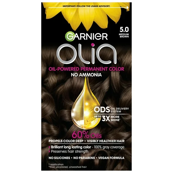 Garnier Olia Oil Powered Permanent Hair Color, 5.0 Medium Brown