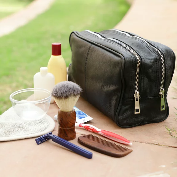 Genuine Leather Toiletry Bag for Men Women Hygiene Organizer Travel Dopp Kit Shaving Makeup Cosmetic Organizer by Rustic Town