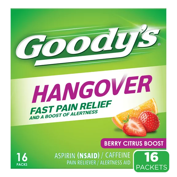 Goody's Powders, Fast Pain Relief & Alertness Boost, Berry Citrus Flavor, 16 Stick Powders